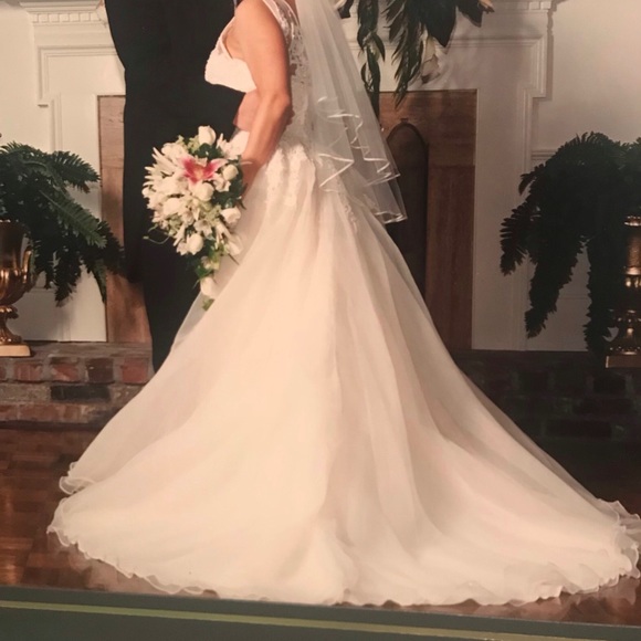 wedding dress with train and veil